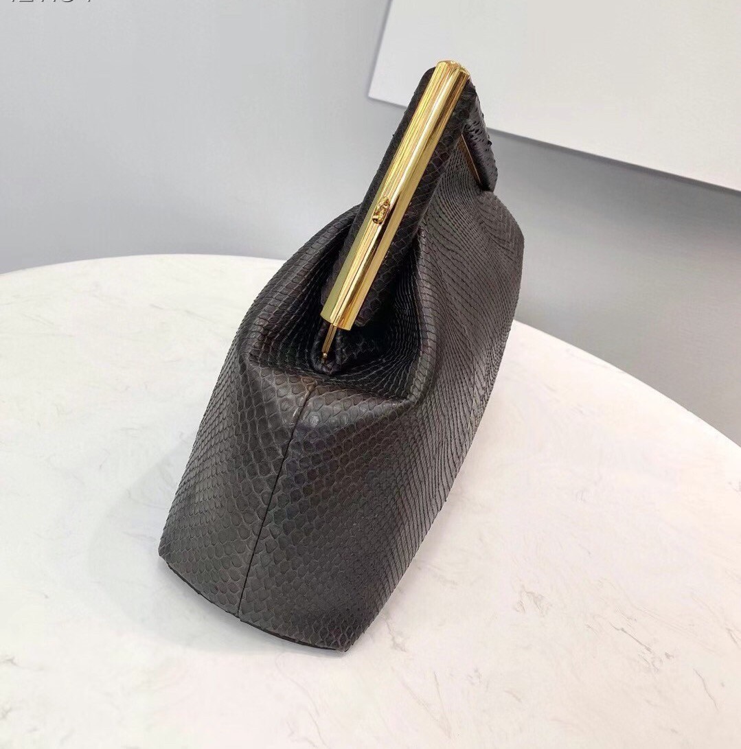F**di medium first bag in dark brown python leather