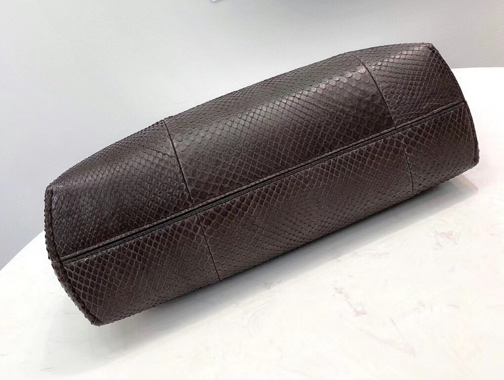 F**di medium first bag in dark brown python leather