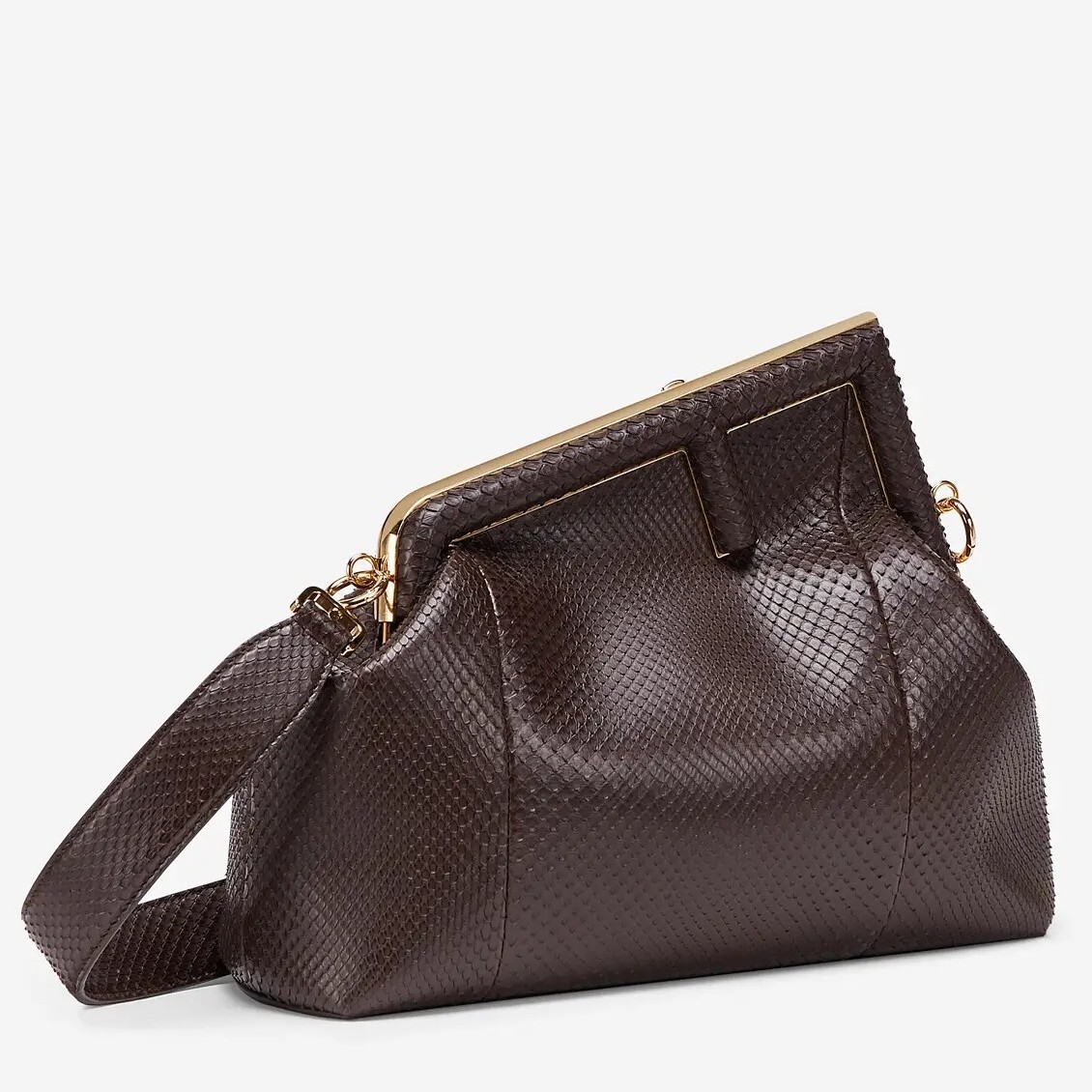 F**di medium first bag in dark brown python leather