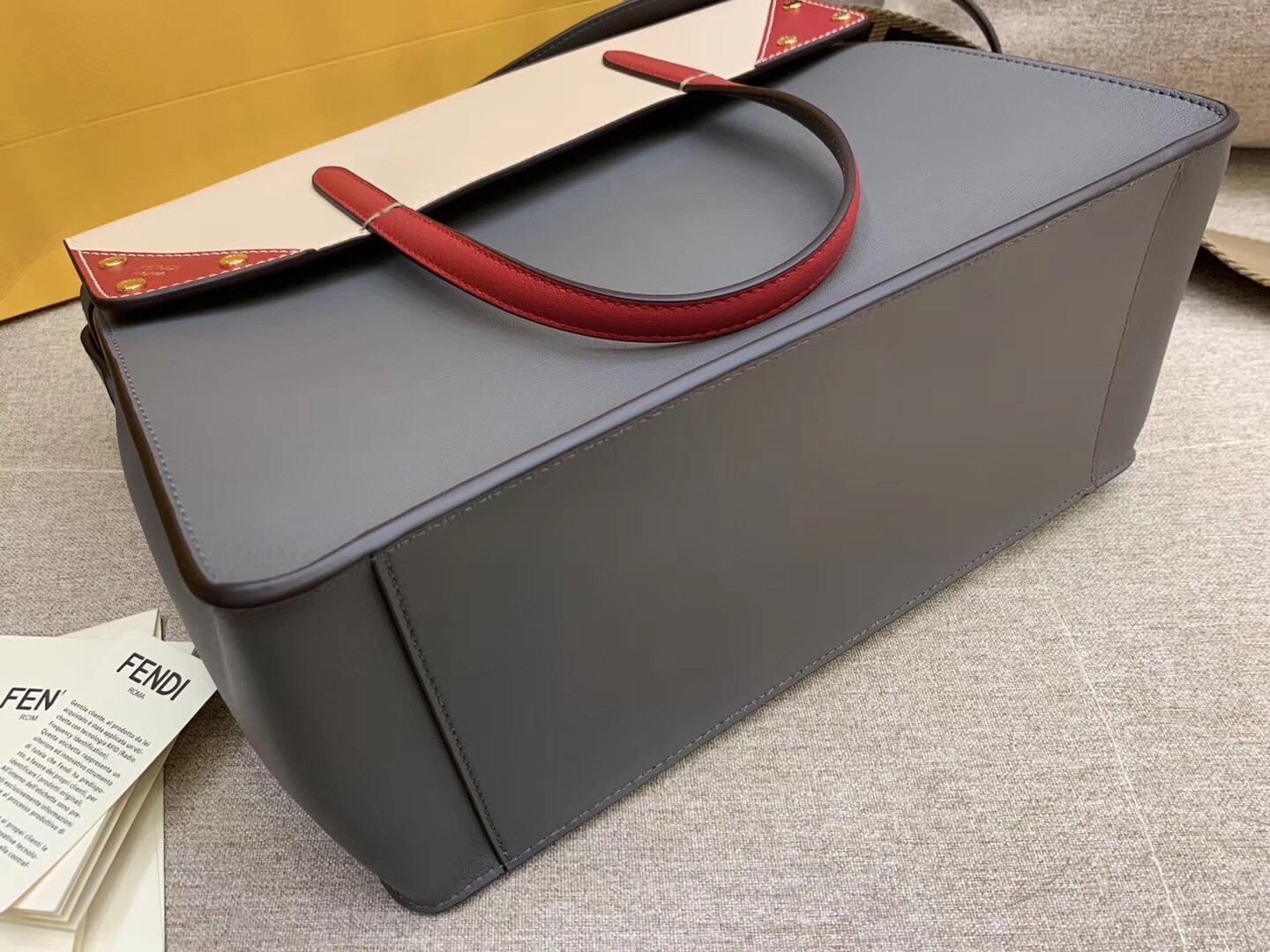 F**di large flip tote bag in grey calfskin
