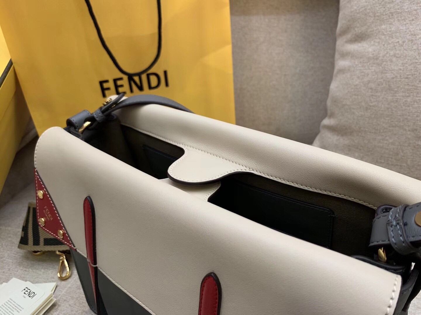F**di large flip tote bag in grey calfskin