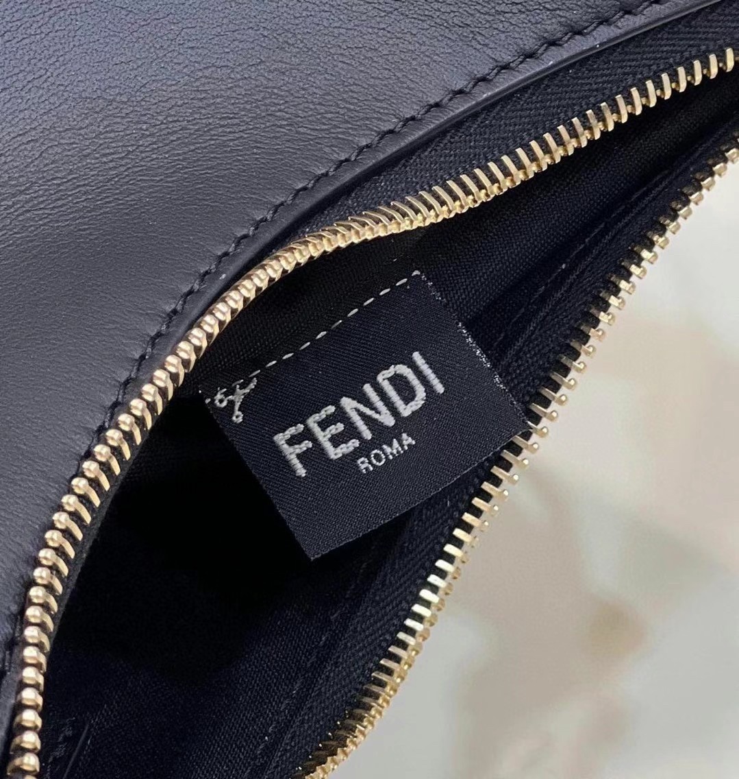 F**di F**digraphy small hobo bag in black leather