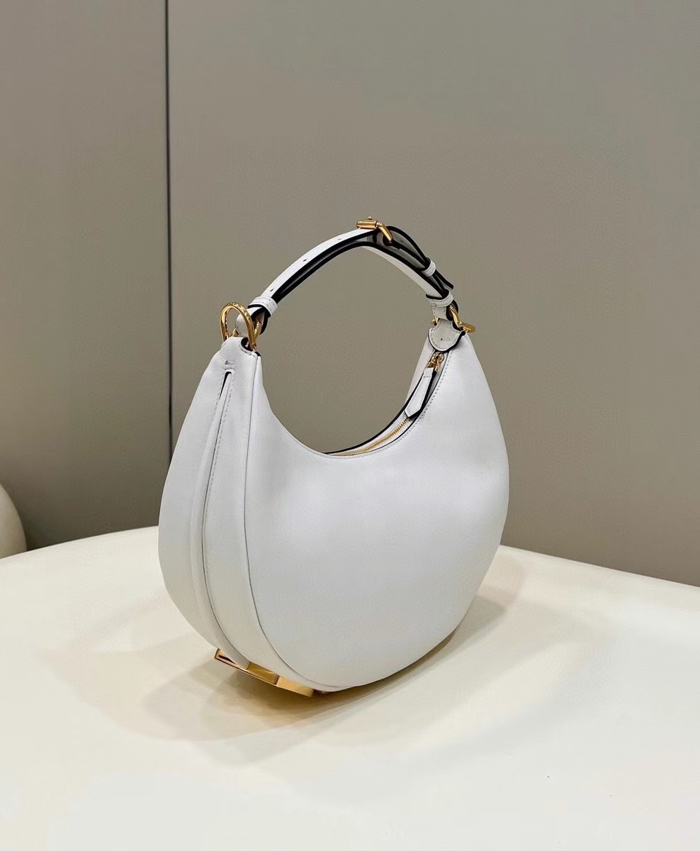 F**di F**digraphy small hobo bag in white leather