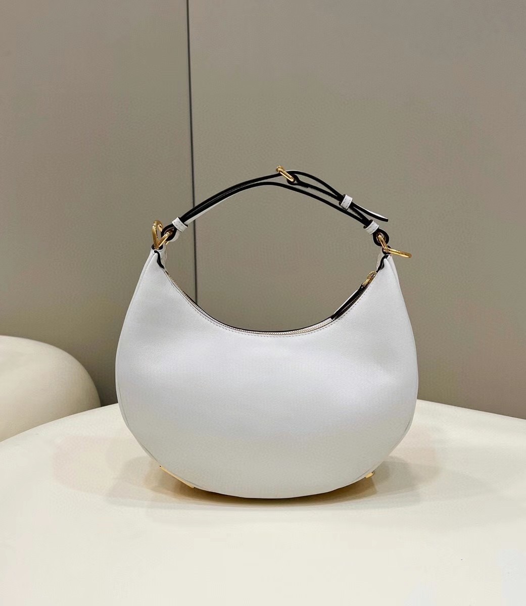 F**di F**digraphy small hobo bag in white leather