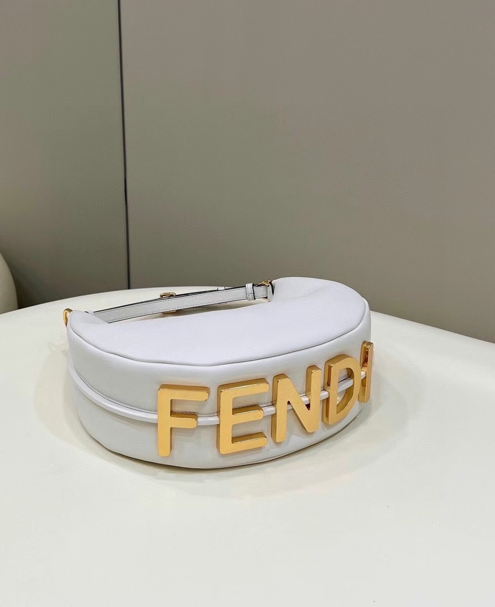 F**di F**digraphy small hobo bag in white leather