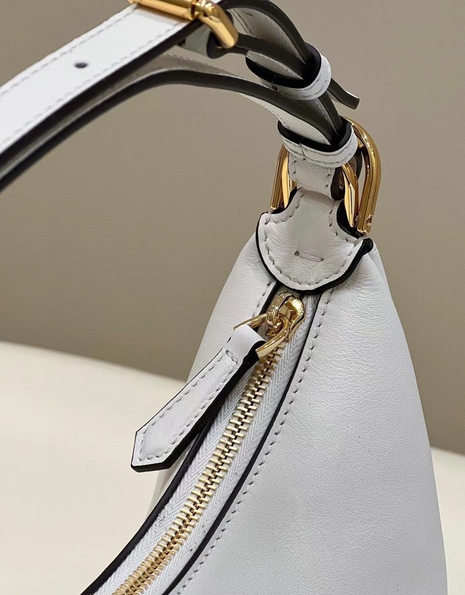 F**di F**digraphy small hobo bag in white leather