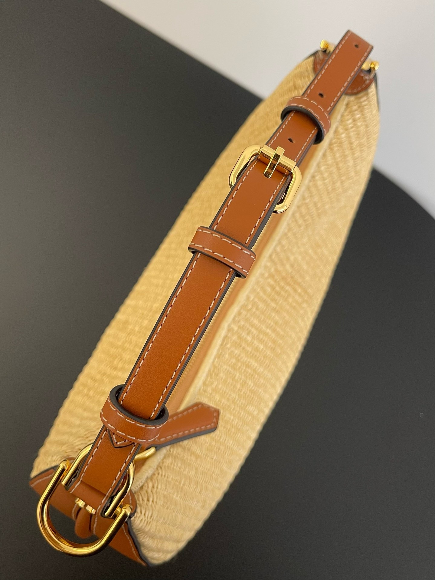 F**di F**digraphy small hobo bag in natural raffia