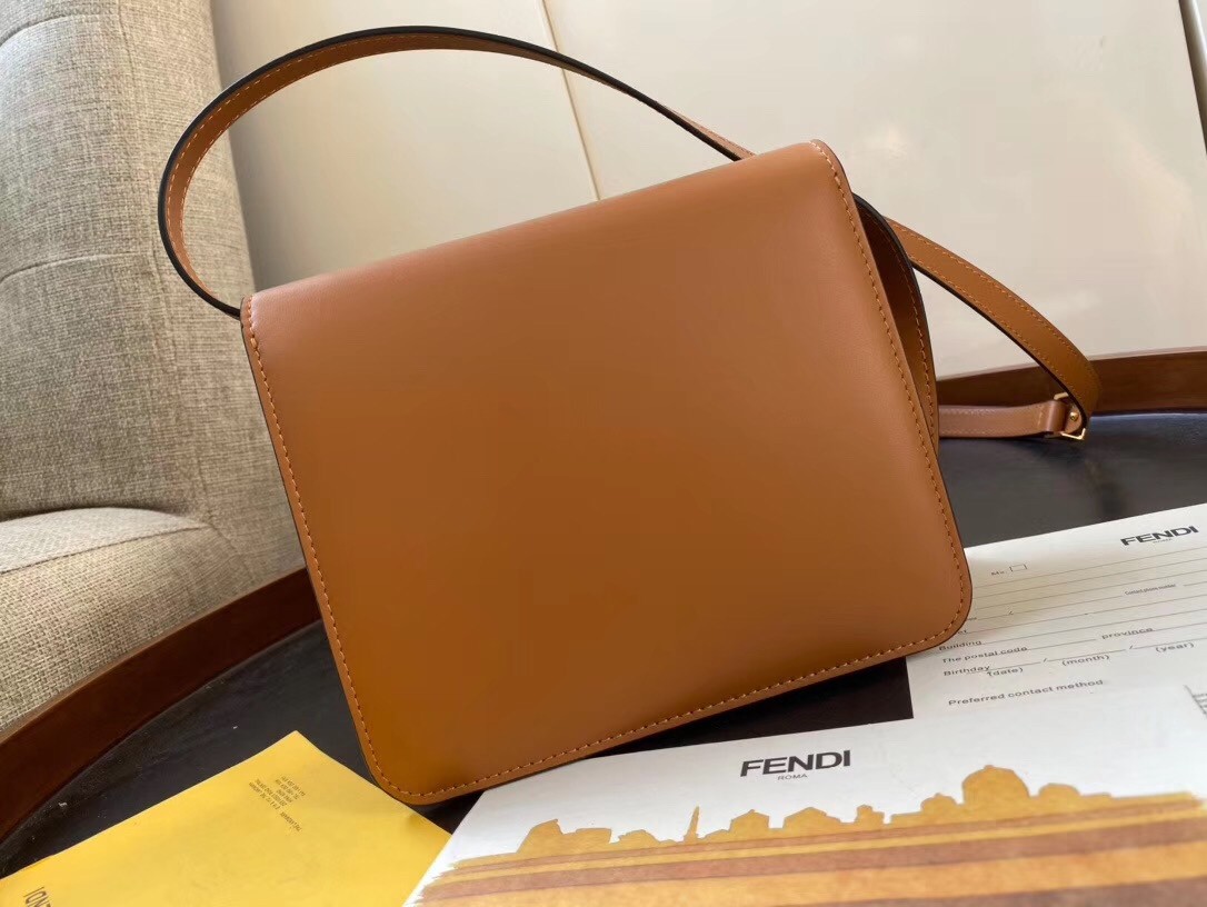 F**di karligraphy bag in brown calfskin leather