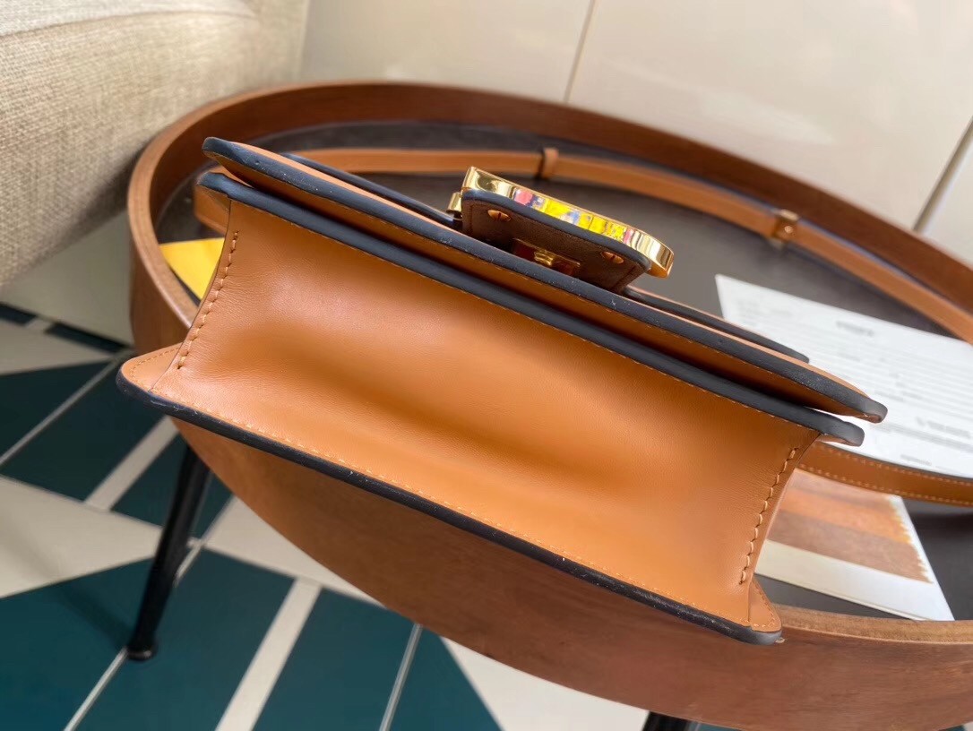 F**di karligraphy bag in brown calfskin leather