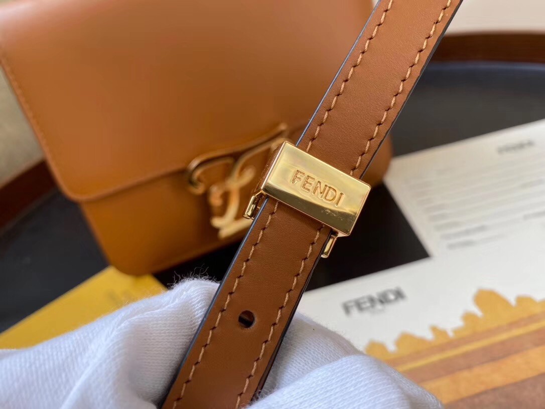 F**di karligraphy bag in brown calfskin leather