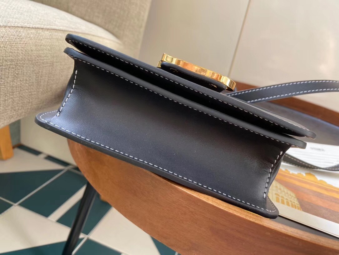 F**di karligraphy bag in black calfskin leather
