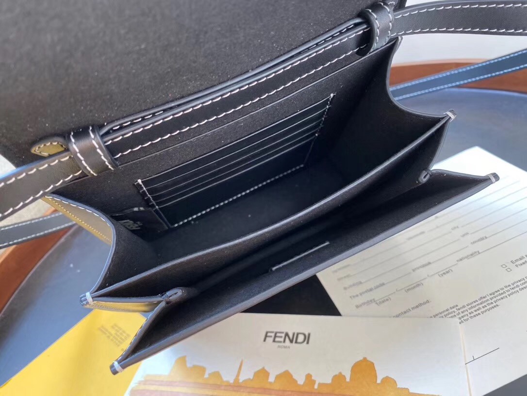 F**di karligraphy bag in black calfskin leather