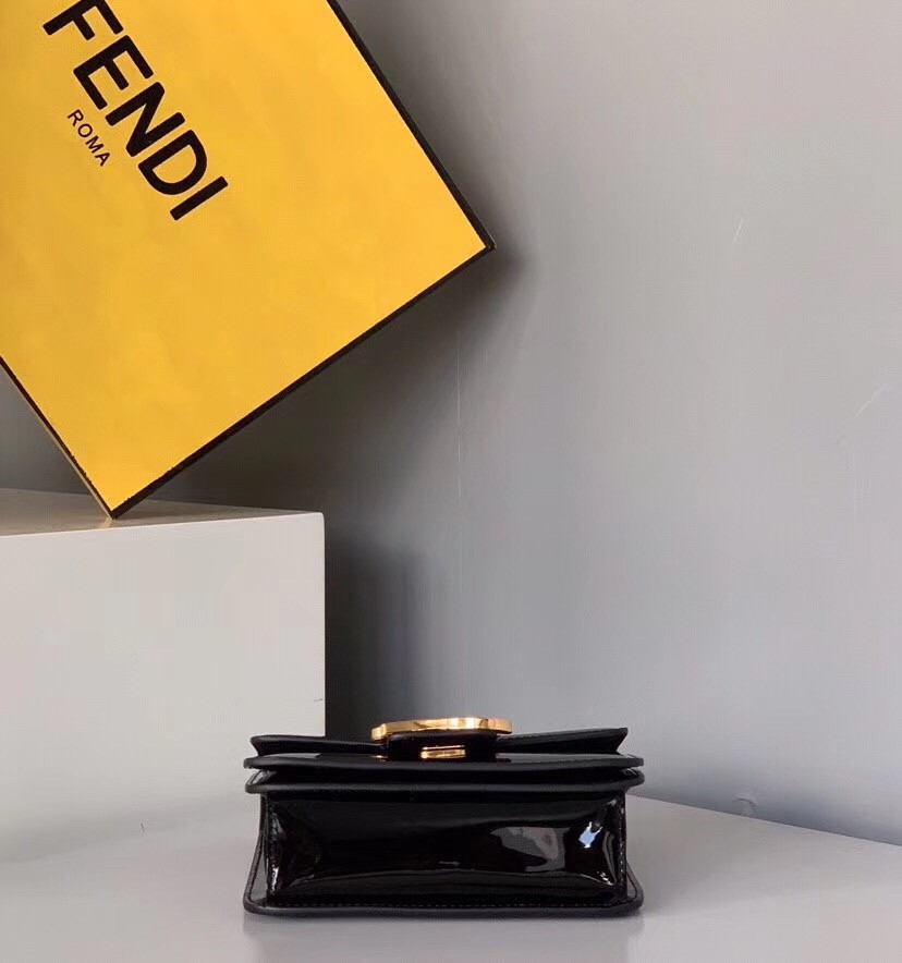F**di karligraphy bag in black patent leather