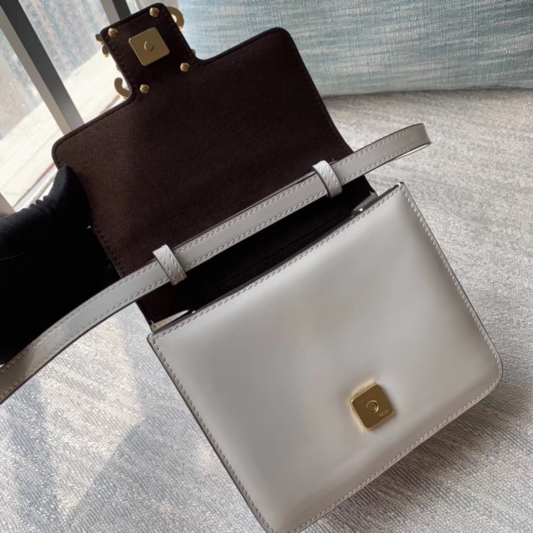 F**di karligraphy bag in white patent leather