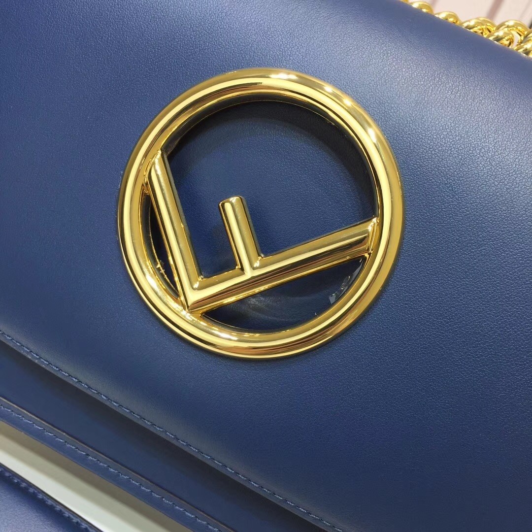 F**di small kan i f bag in blue calfskin