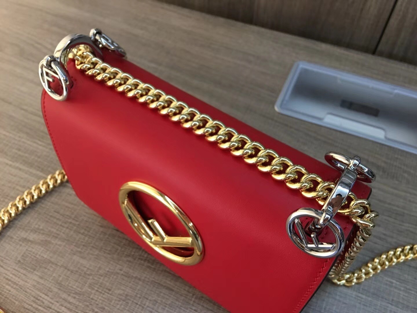 F**di small kan i f bag in red calfskin