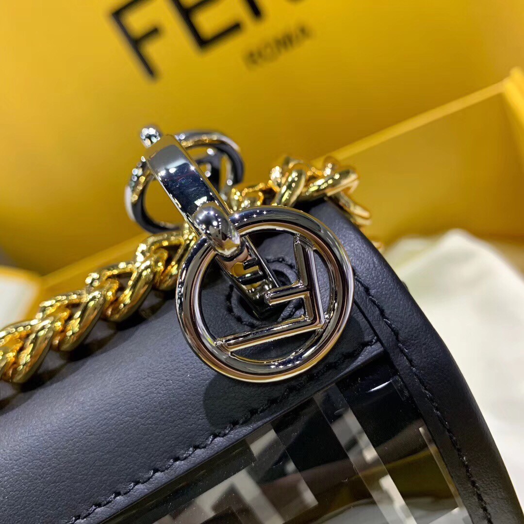 F**di black small kan i f bag in transparent pu