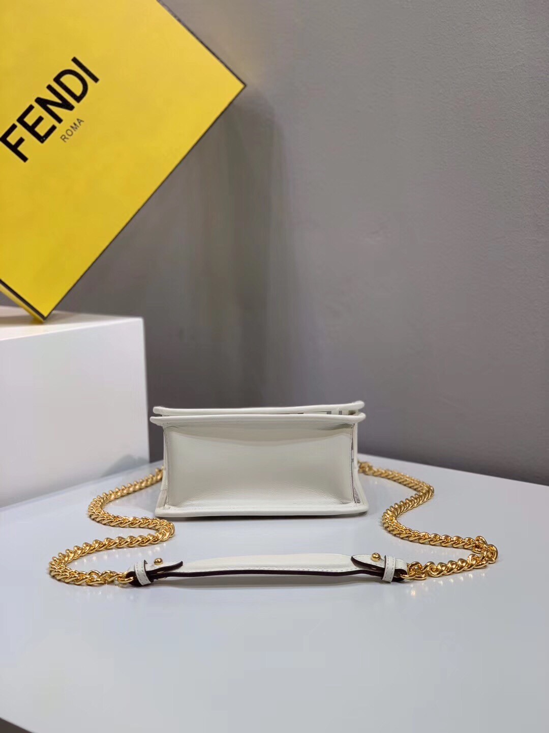 F**di small kan i f bag in white transparent pu