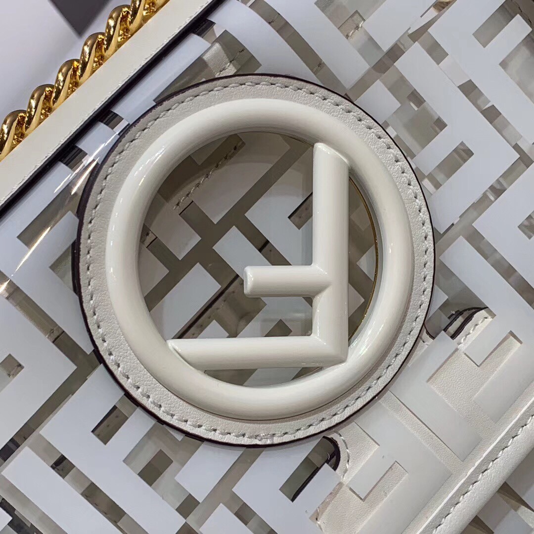 F**di small kan i f bag in white transparent pu