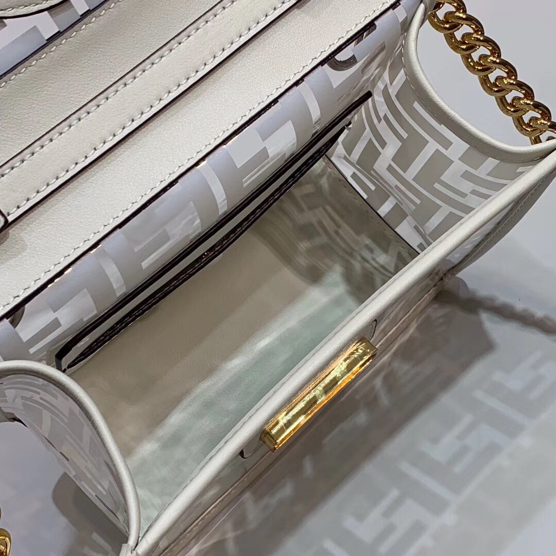 F**di small kan i f bag in white transparent pu