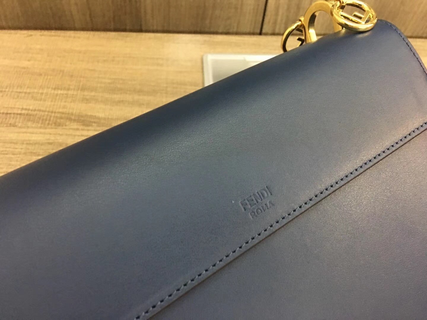 F**di kan i f shoulder bag in blue calfskin