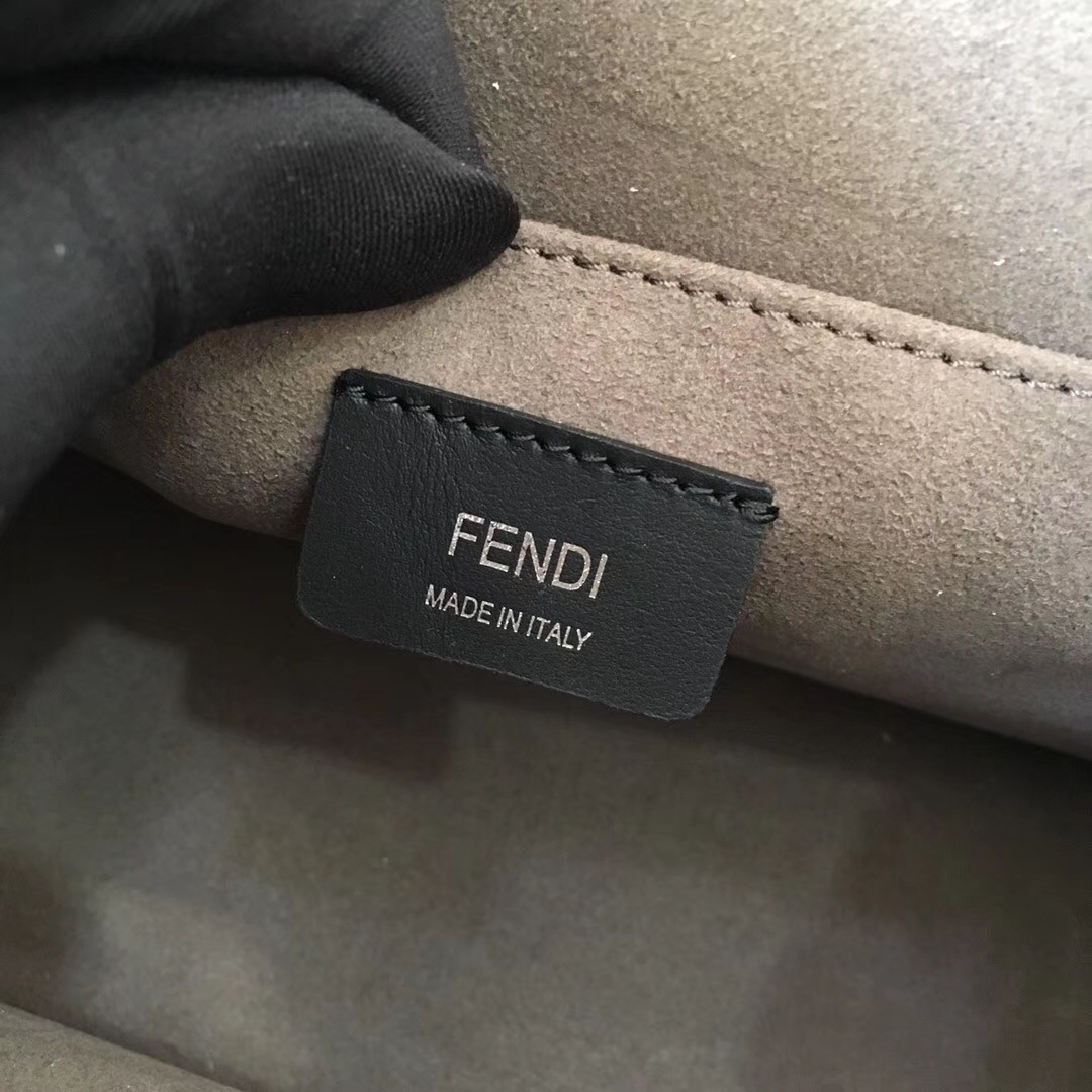 F**di kan i f shoulder bag in black calfskin