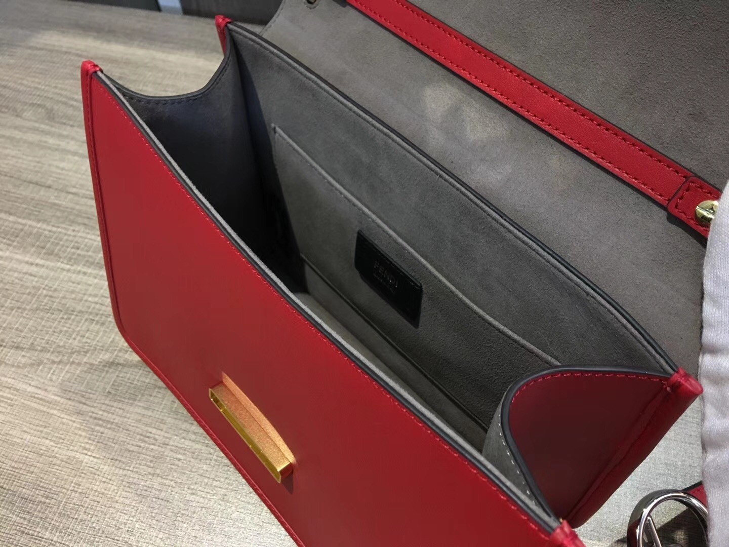 F**di kan i f shoulder bag in red calfskin