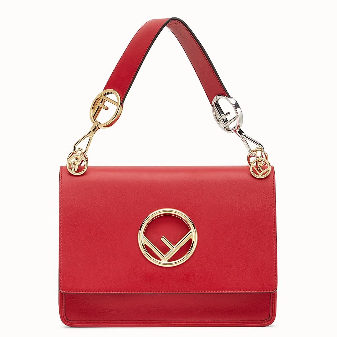 F**di kan i f shoulder bag in red calfskin
