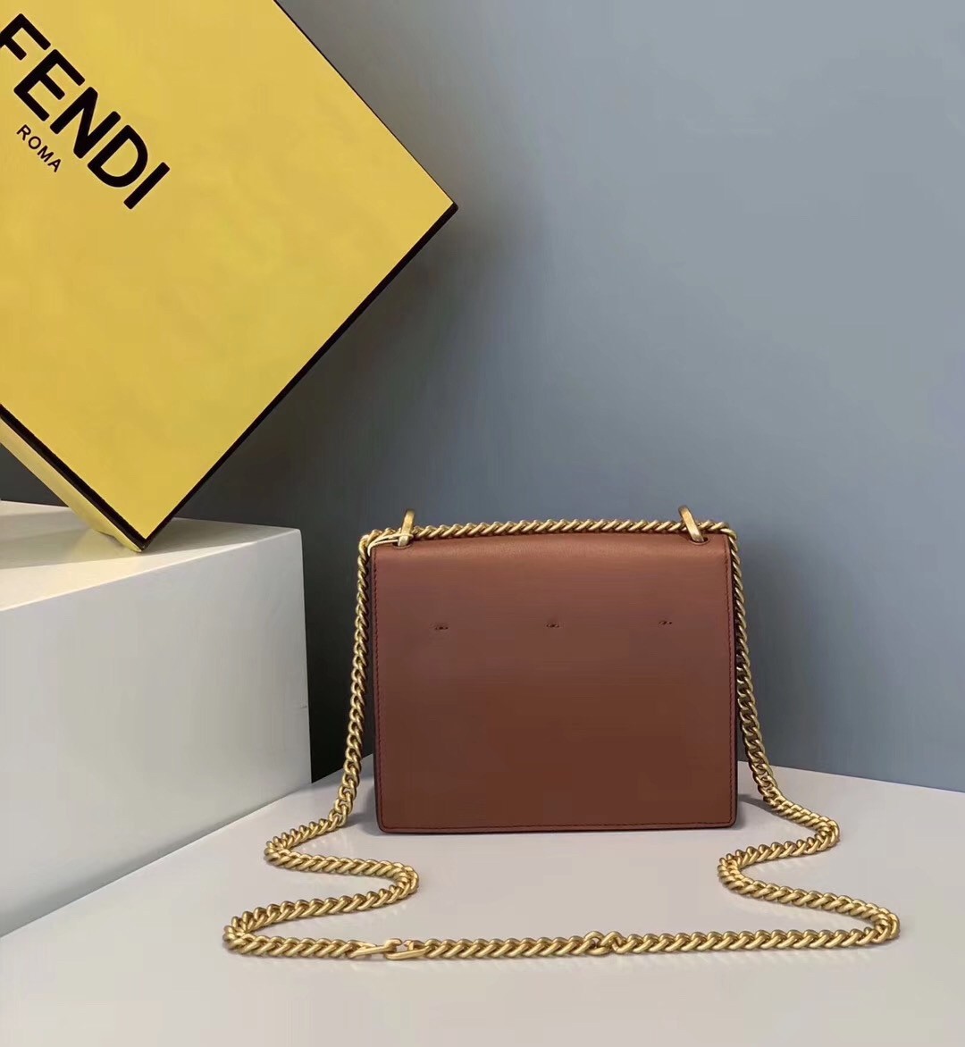 F**di small kan u bag in brown calfskin