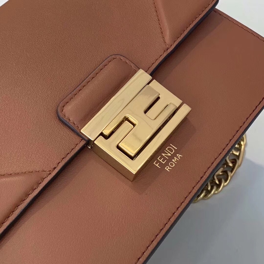 F**di small kan u bag in brown calfskin