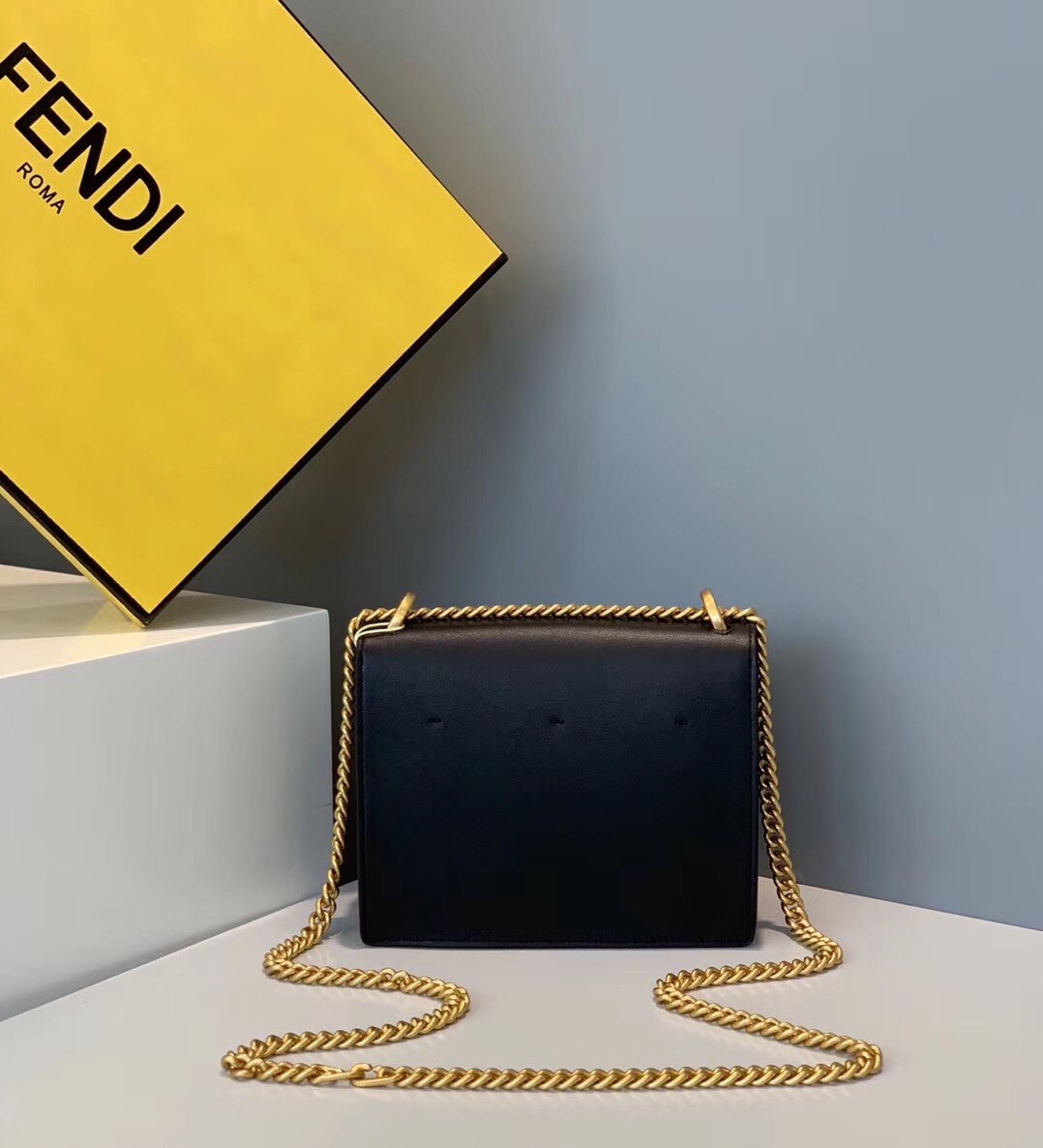 F**di small kan u bag in black calfskin
