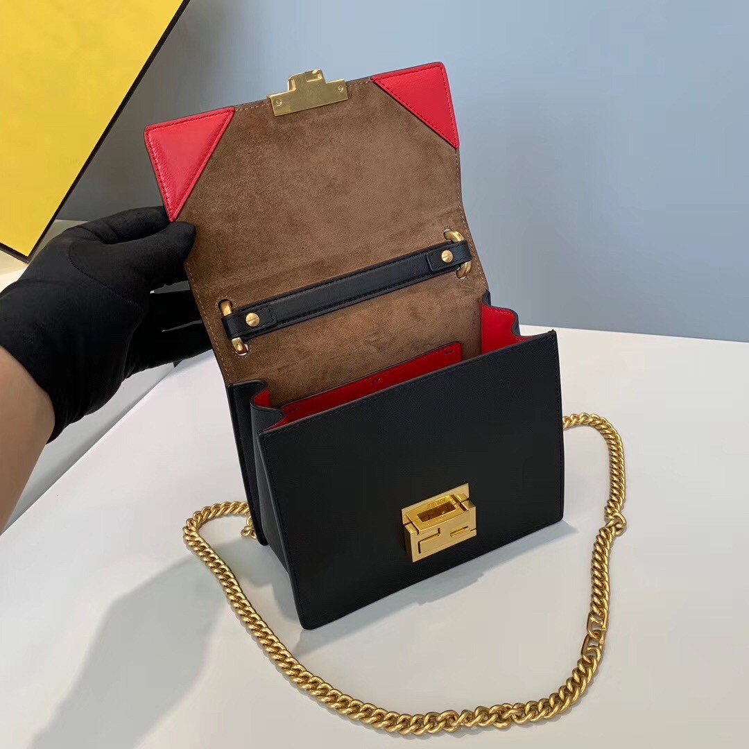 F**di small kan u bag in black calfskin