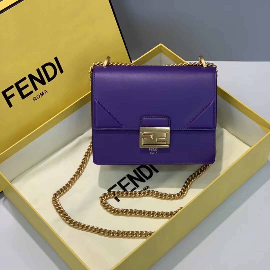 F**di small kan u bag in purple calfskin