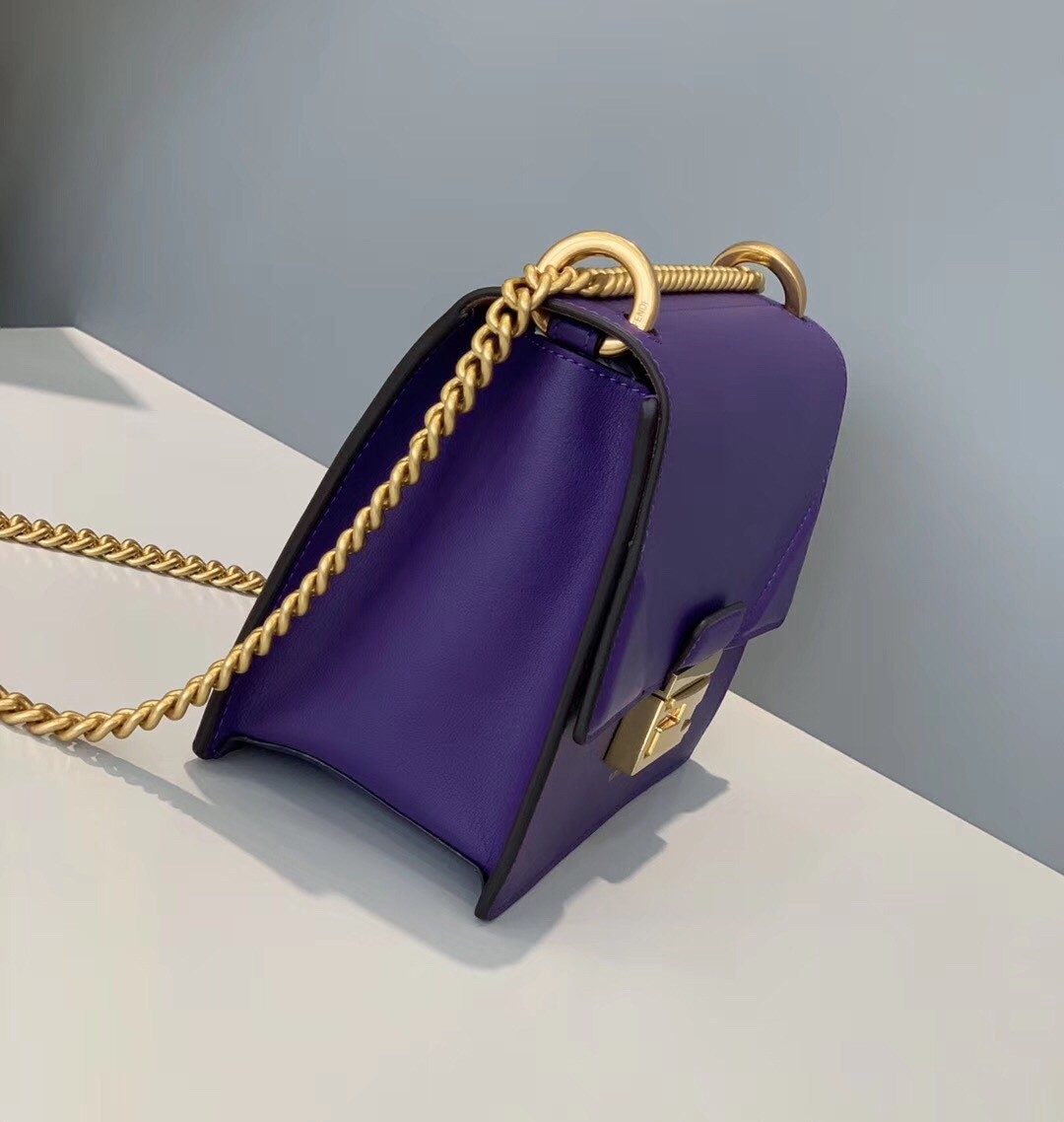 F**di small kan u bag in purple calfskin