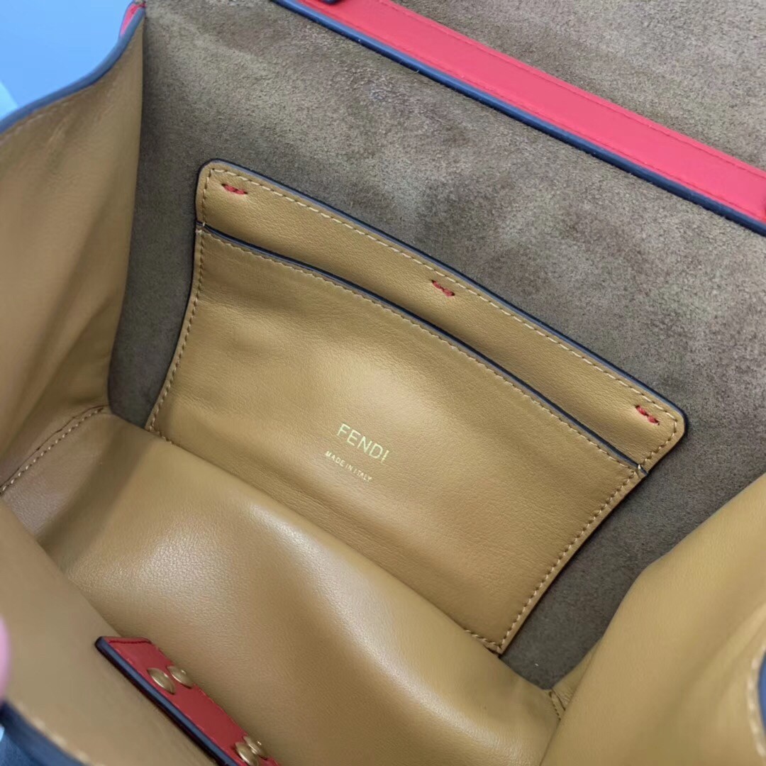 F**di small kan u bag in red calfskin