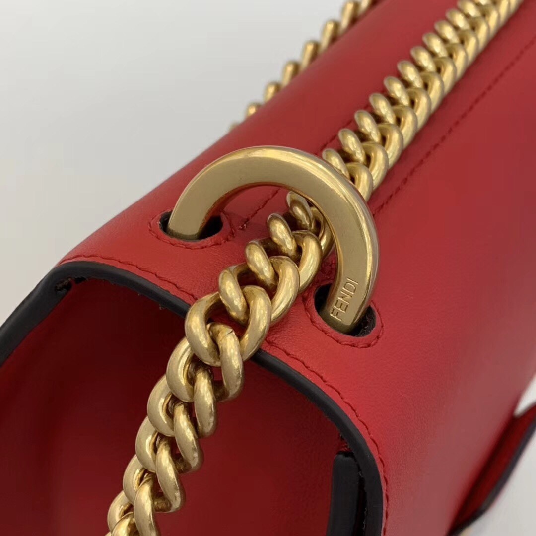 F**di small kan u bag in red calfskin