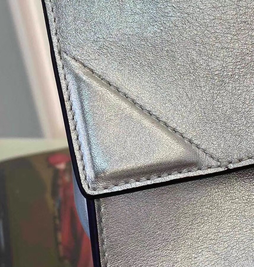 F**di small kan u bag in mirror-effect silver leather
