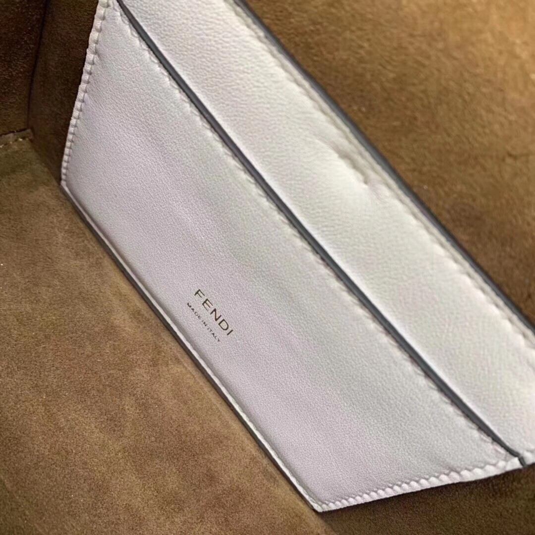 F**di small kan u bag in white glossy lambskin