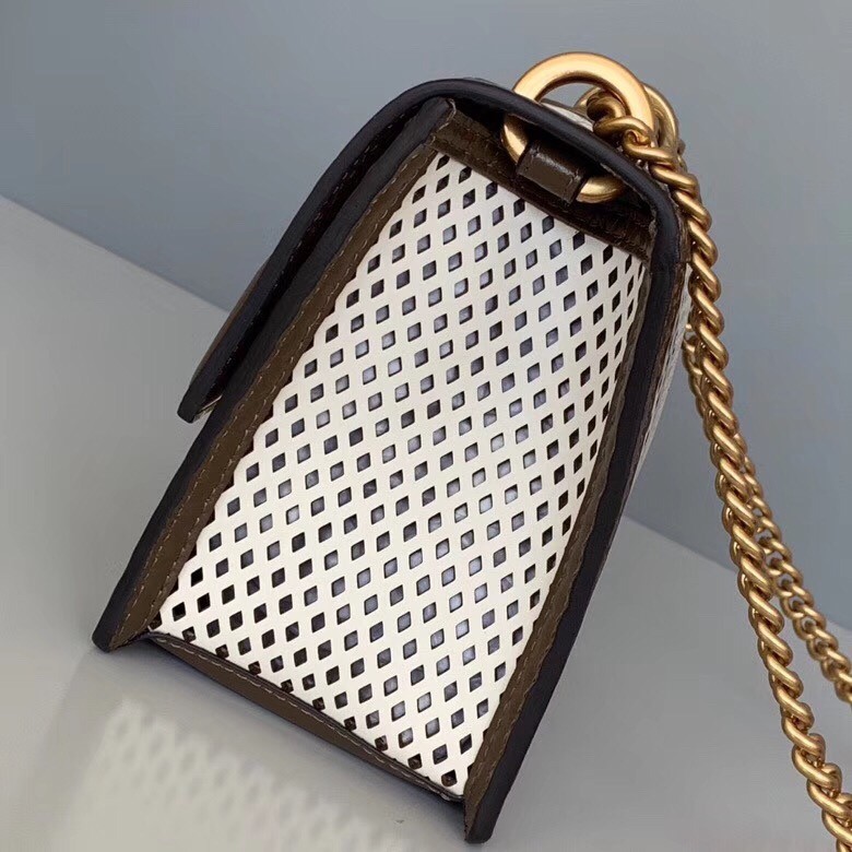 F**di small kan u bag in white perforated calf leather