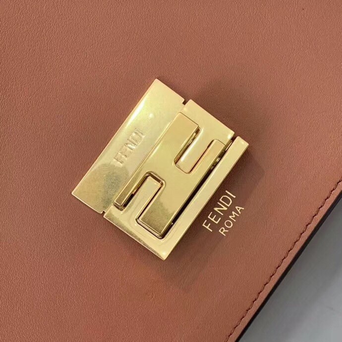 F**di kan u bag in brick red calfskin