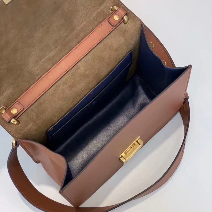 F**di kan u bag in brick red calfskin