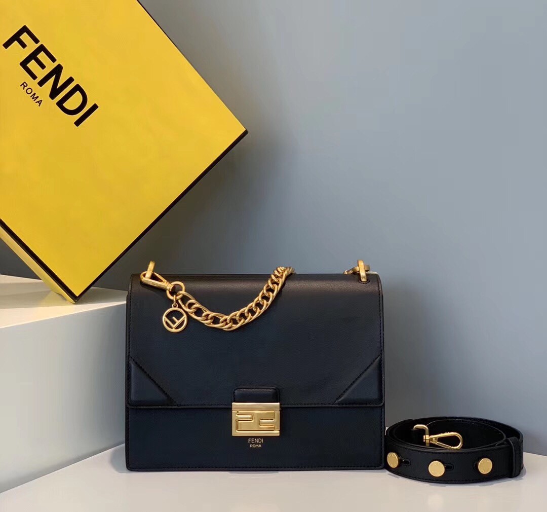 F**di kan u bag in black calfskin
