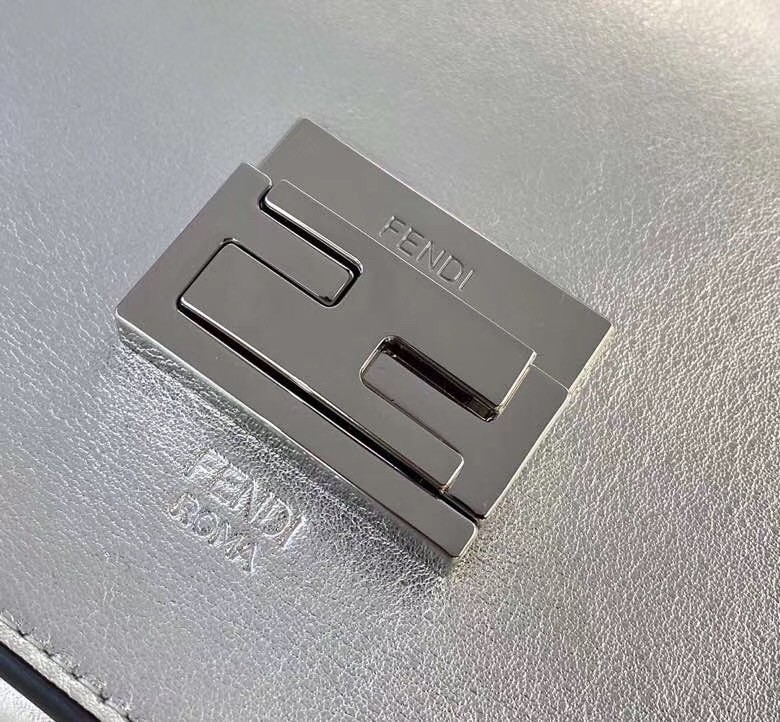 F**di kan u bag in mirror-effect silver leather