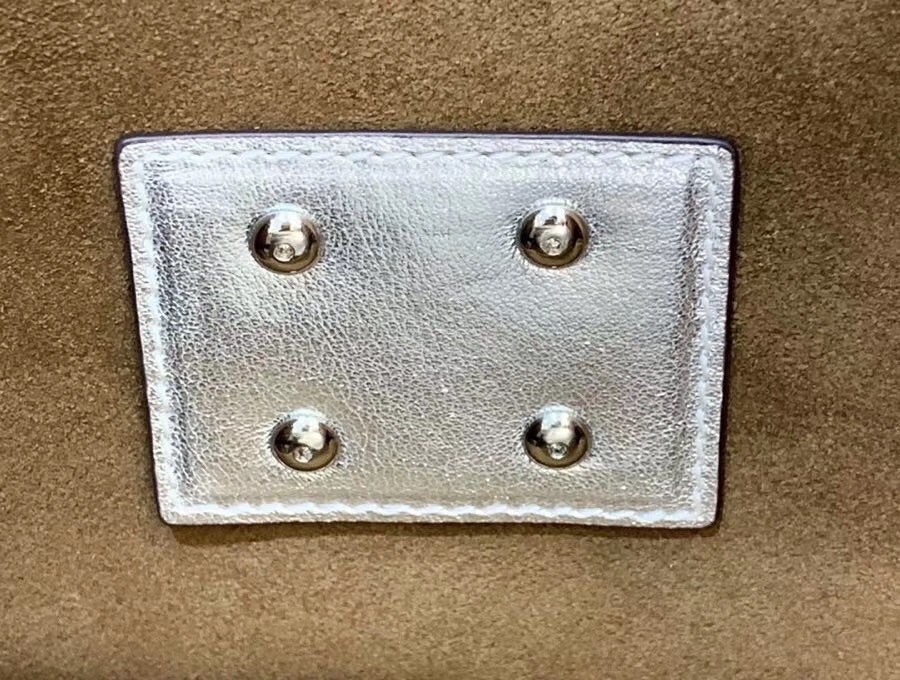 F**di kan u bag in mirror-effect silver leather