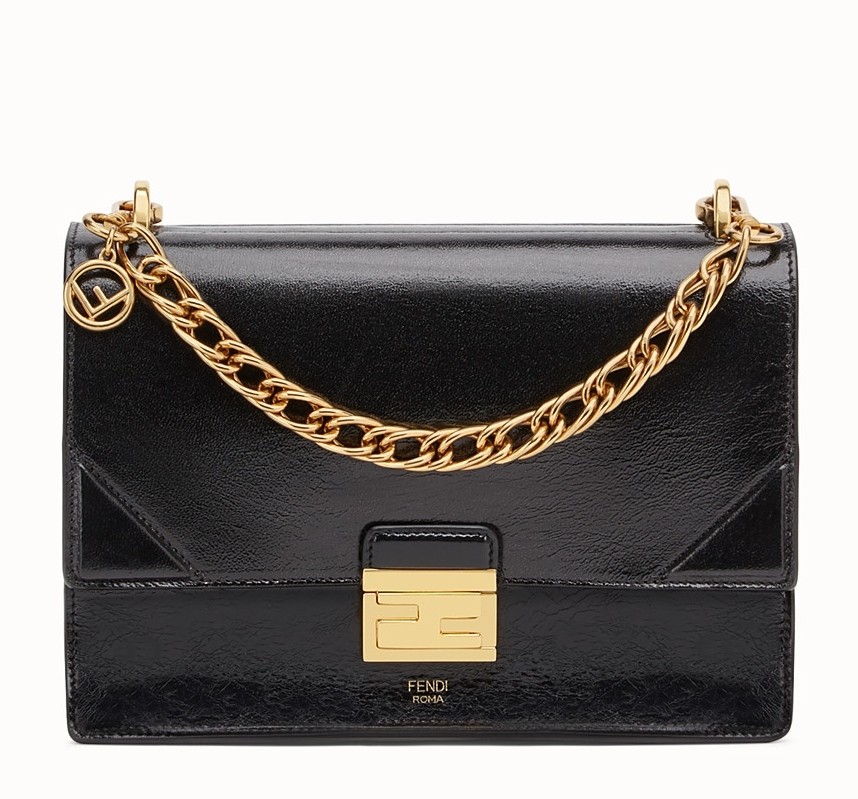F**di kan u bag in black glossy lambskin