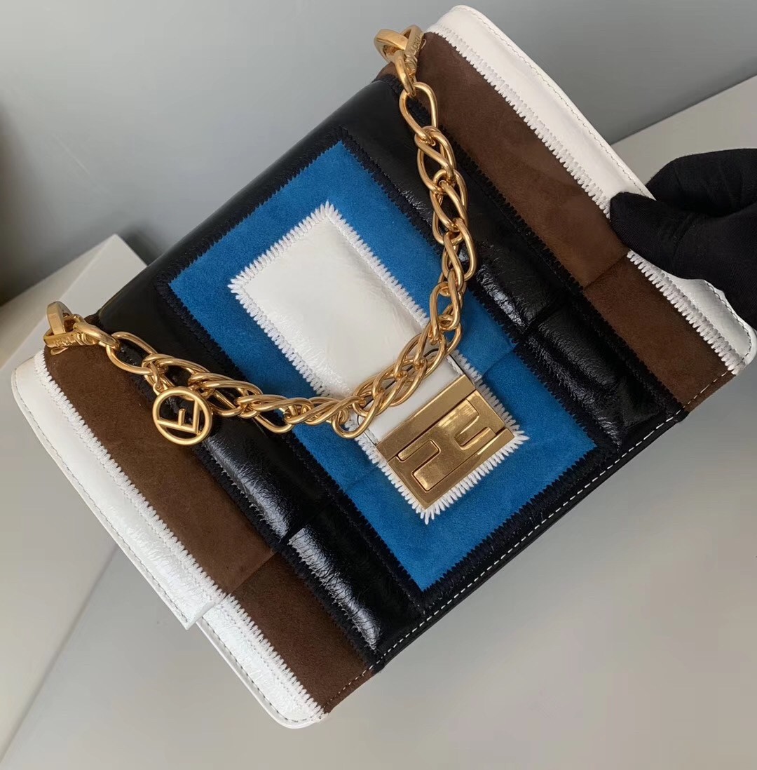 F**di kan u shoulder bag in multicolor leather and suede