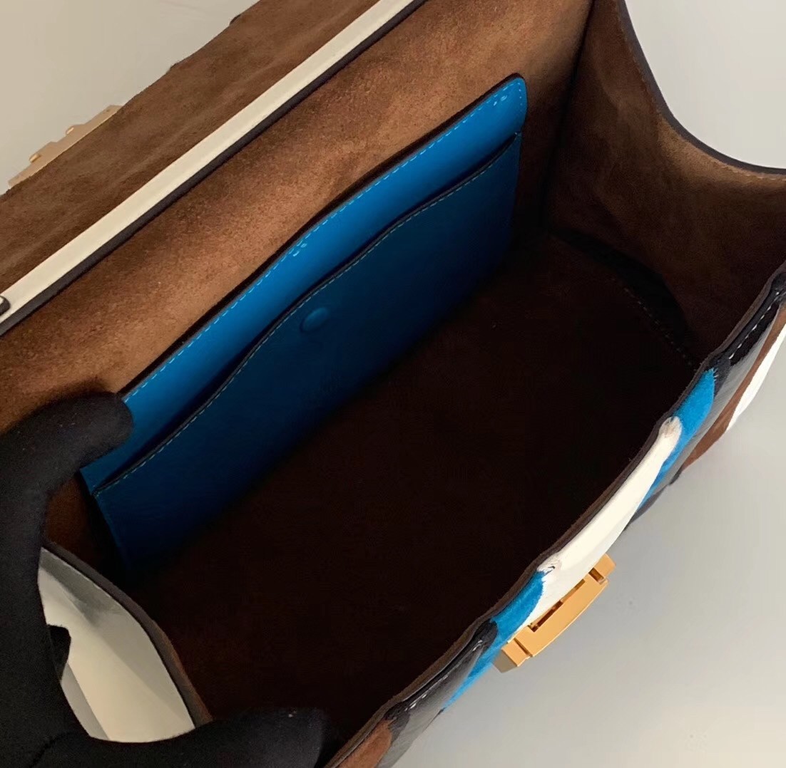 F**di kan u shoulder bag in multicolor leather and suede