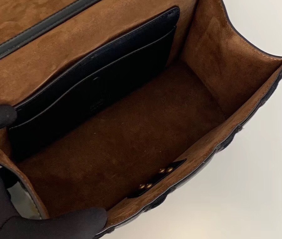 F**di kan u bag in black leather and suede