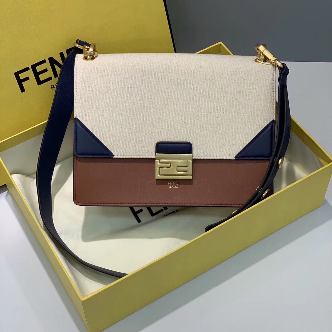 F**di kan u bag in canvas and calfskin