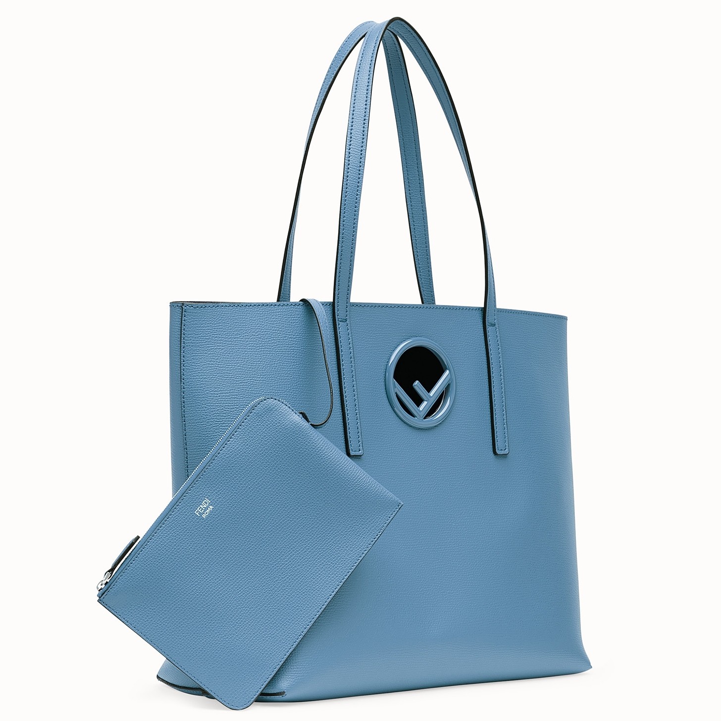 F**di blue leather logo shopper bag